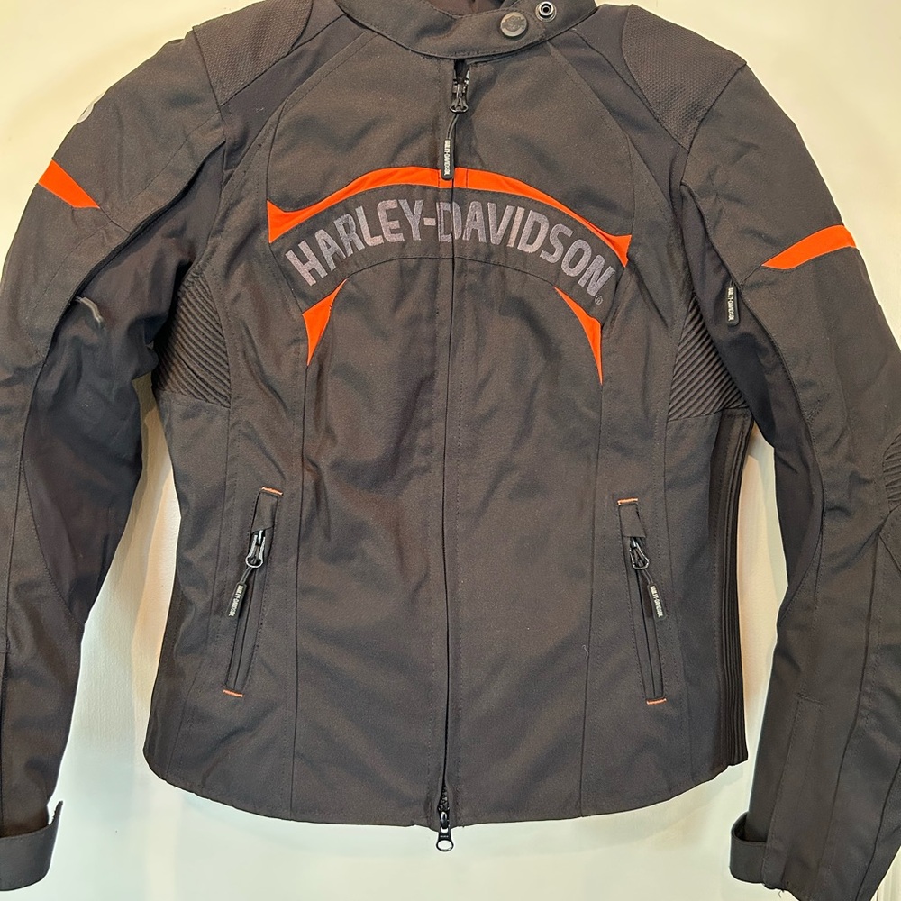 Harley-Davidson Black and Orange Women's Jacket
